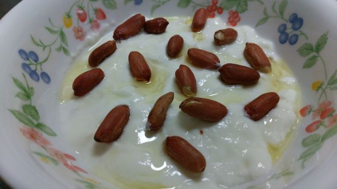 ピーナッツをかけたところ