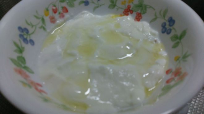 オリーブオイルをかけたところ